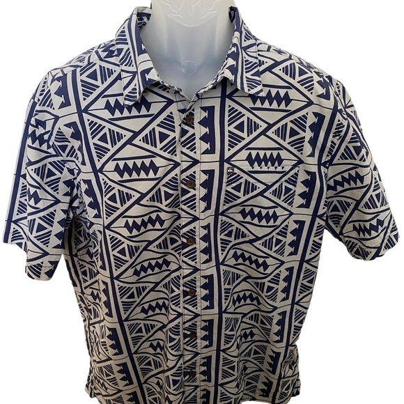QUIKSILVER Blue & Gray Aloha Hawaiian Short Sleeve Collared Shirt Men XL - Picture 1 of 7